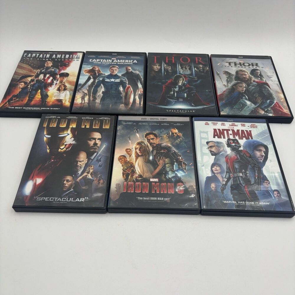 Marvel MCU DVD Lot 8 Disc Iron Man Thor Captain America Ant-Man Avengers